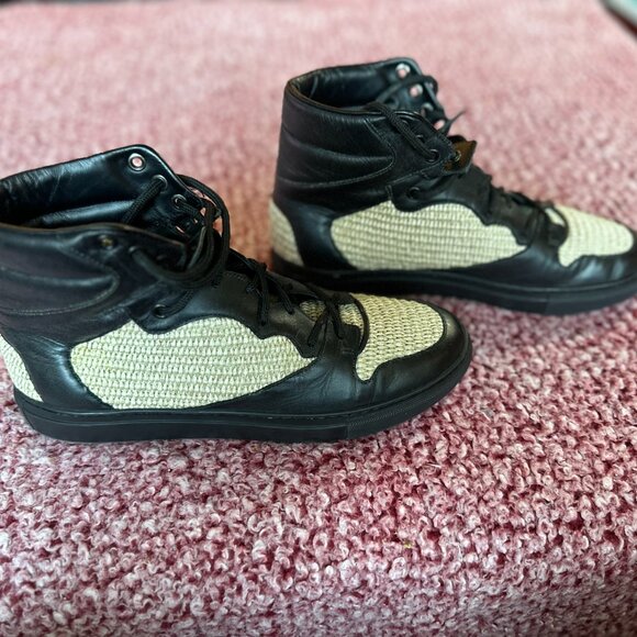 Balenciaga Tess S.Gomma High-Top Sneakers – Leather & Woven Mesh Size 41 - Picture 4 of 7